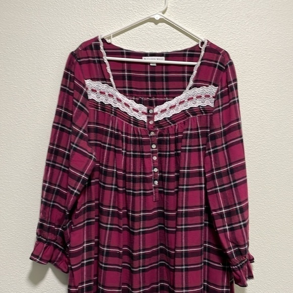 Eileen West long sleeve flannel ballet gown XL plaid - Picture 3 of 7